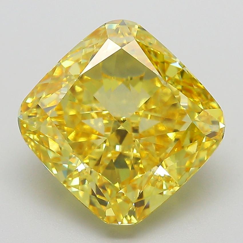 6.06 Ct. Fancy Vivid Yellow Cushion Lab Grown Diamond