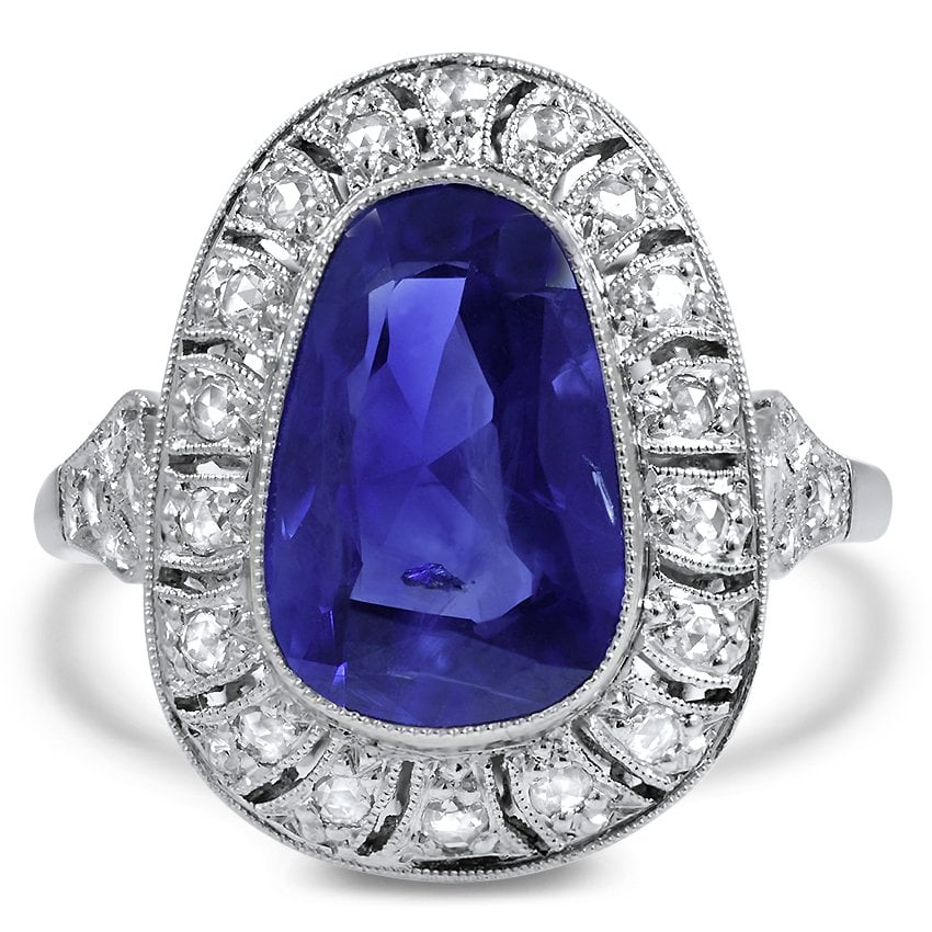 Art Deco Reproduction Sapphire Cocktail Ring