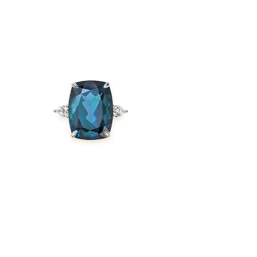 Soiree London Blue Topaz and Diamond Cocktail Ring in 18K White Gold