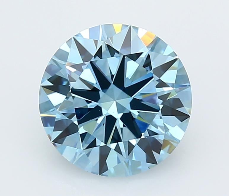 3.21 Ct. Fancy Vivid  Blue Round Lab Grown Diamond