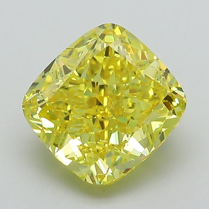3.00 Ct. Fancy Vivid Yellow Cushion Lab Grown Diamond