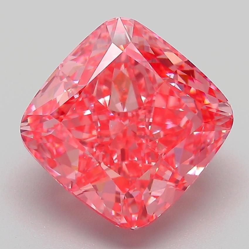 6.12 Ct. Fancy Vivid Pink Cushion Lab Grown Diamond
