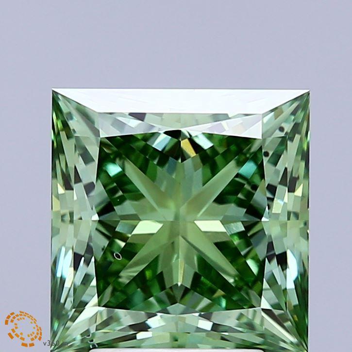 4.04 Ct. Fancy Vivid Green Princess Lab Grown Diamond