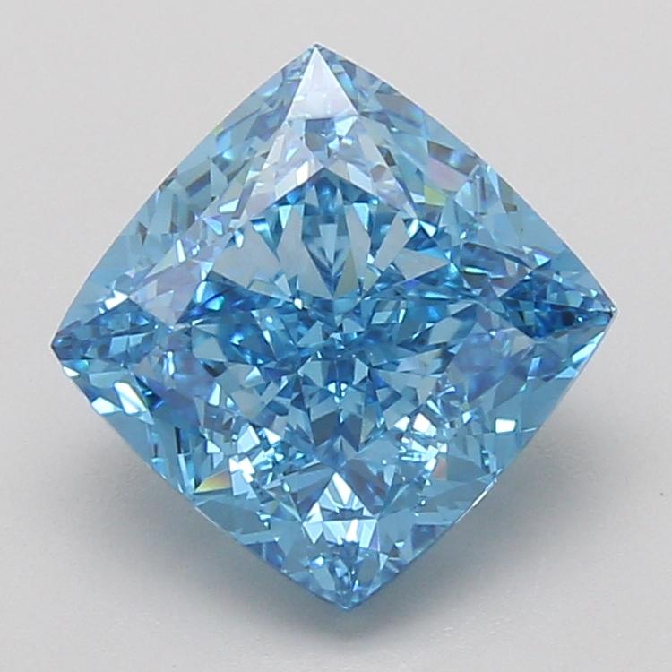 4.07 Ct. Fancy Vivid Blue Cushion Lab Grown Diamond