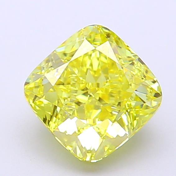 1.70 Ct. Fancy Vivid Yellow Cushion Lab Grown Diamond