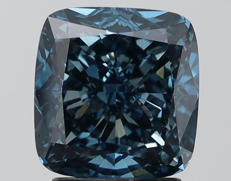 2.65 Ct. Fancy Vivid Blue Cushion Lab Grown Diamond