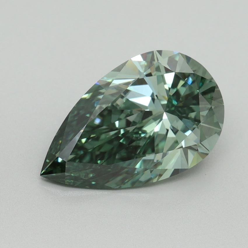 3.06 Ct. Fancy Vivid Green Pear Lab Grown Diamond