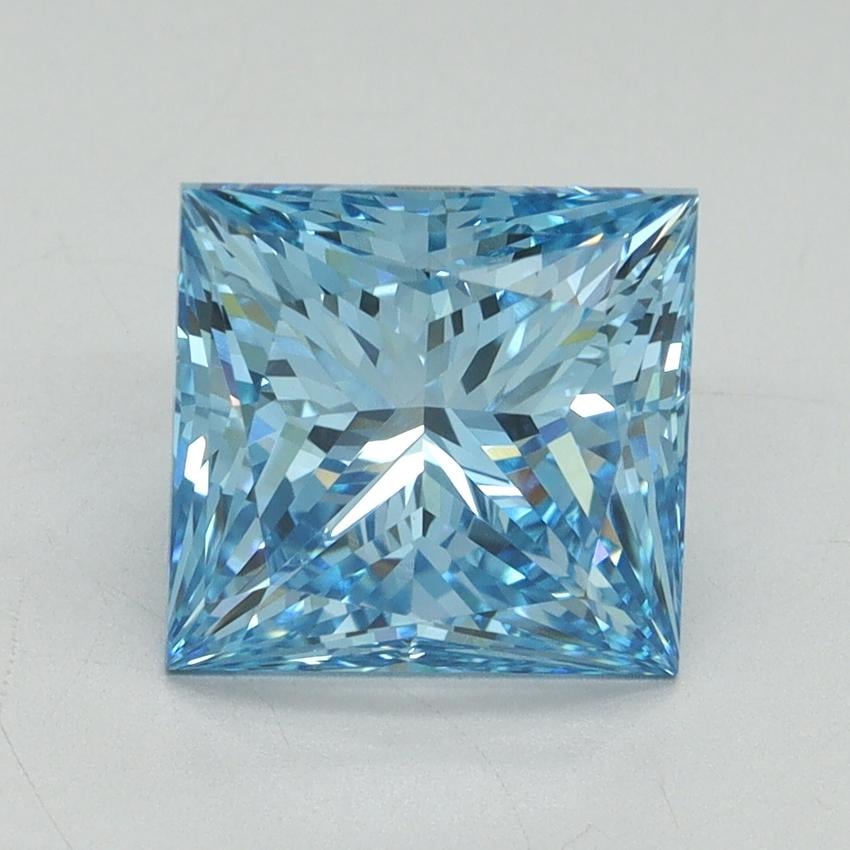 3.14 Ct. Fancy Vivid Blue Princess Lab Grown Diamond
