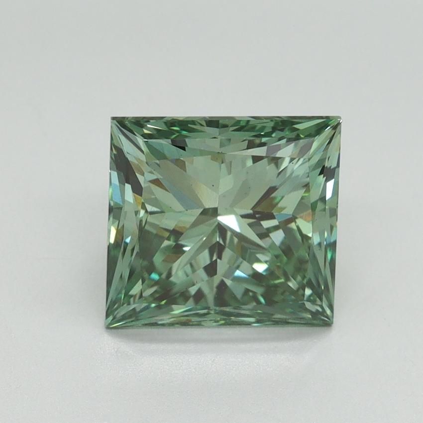3.05 Ct. Fancy Vivid Green Princess Lab Grown Diamond