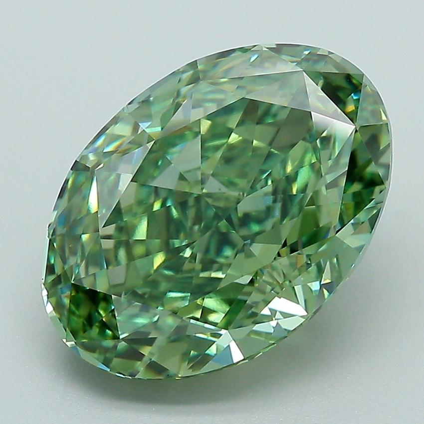 5.53 Ct. Fancy Vivid Green Oval Lab Grown Diamond