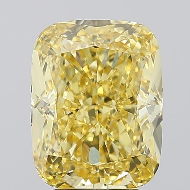 3.77 Ct. Fancy Intense Yellow Cushion Lab Grown Diamond