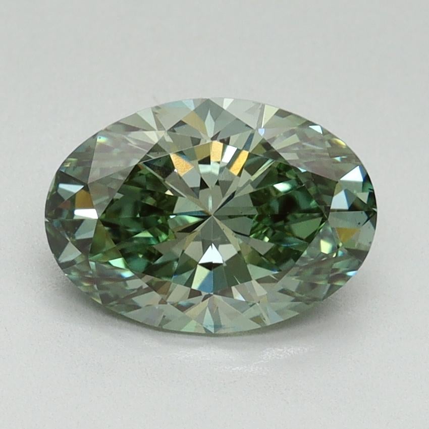 1.51 Ct. Fancy Vivid Green Oval Lab Grown Diamond