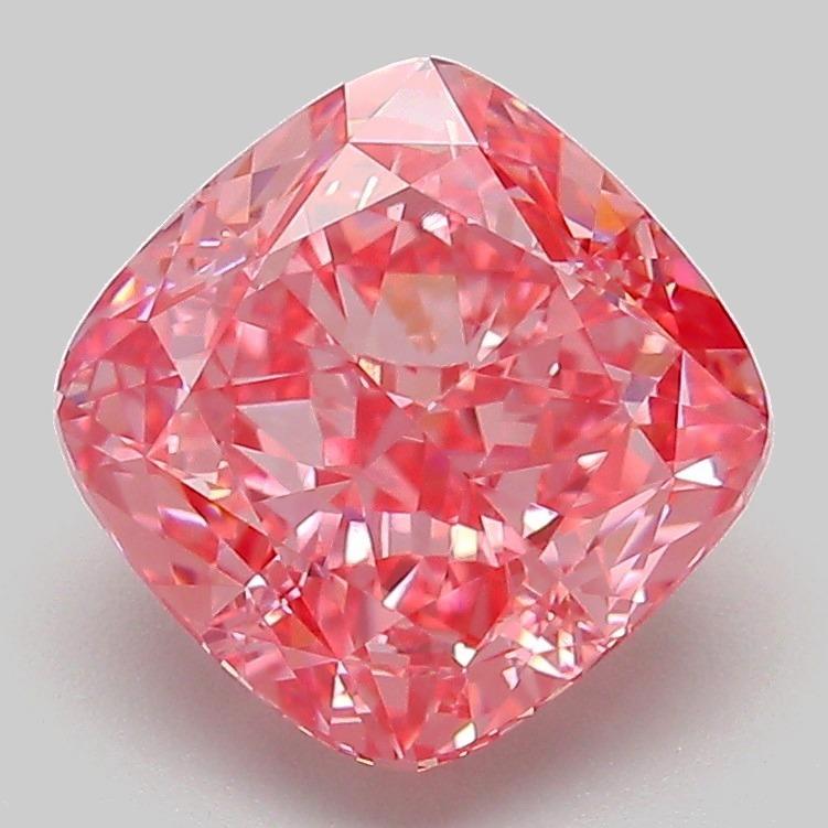 3.01 Ct. Fancy Vivid Pink Cushion Lab Grown Diamond