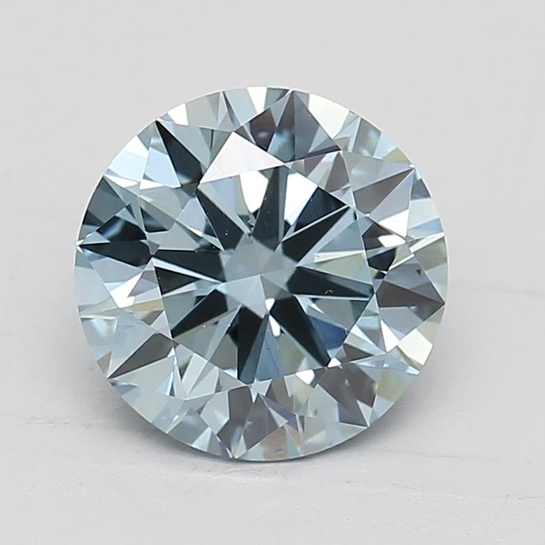 2.50 Ct. Fancy Intense Greenish Blue Round Lab Grown Diamond
