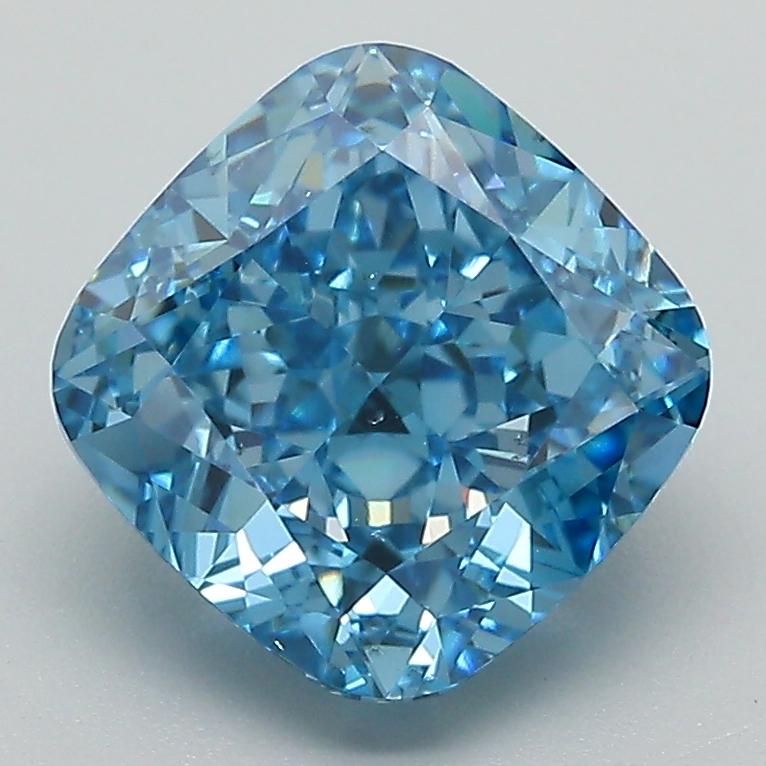 3.10 Ct. Fancy Vivid Blue Cushion Lab Grown Diamond