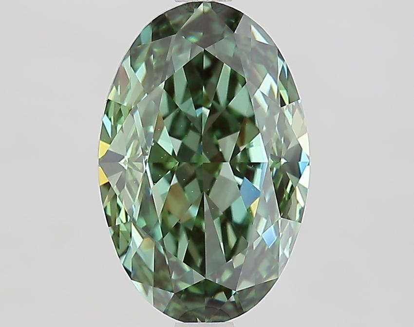 3.82 Ct. Fancy Vivid Green Oval Lab Grown Diamond