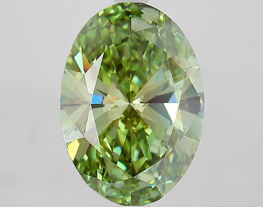 4.00 Ct. Fancy Vivid Green Oval Lab Grown Diamond
