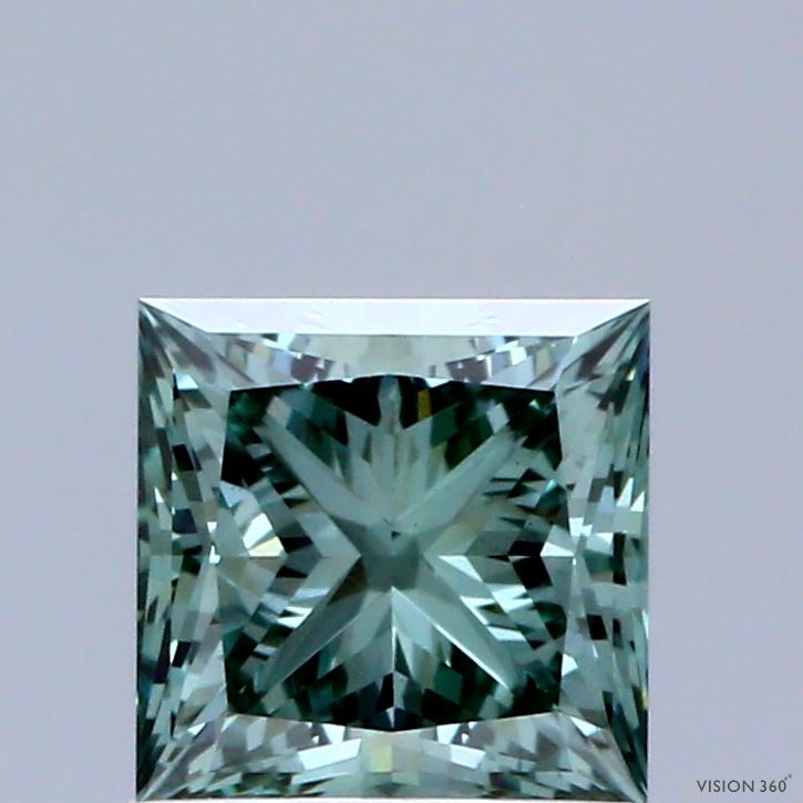 1.05 Ct. Fancy Vivid Green Princess Lab Grown Diamond