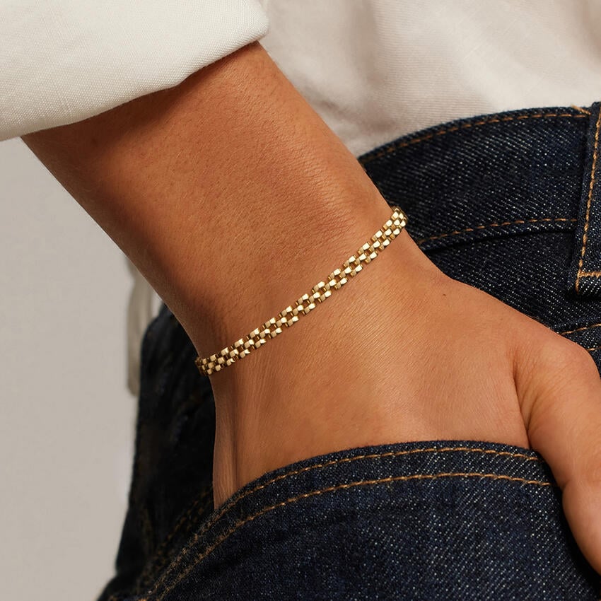 14K Yellow Gold Jesse 6.5 in. Panther Link Chain Bracelet