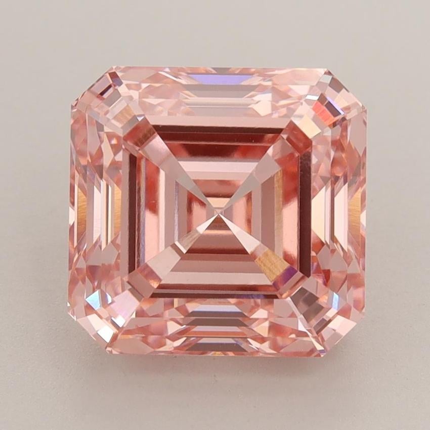4.53 Ct. Fancy Vivid Pink Asscher Lab Grown Diamond