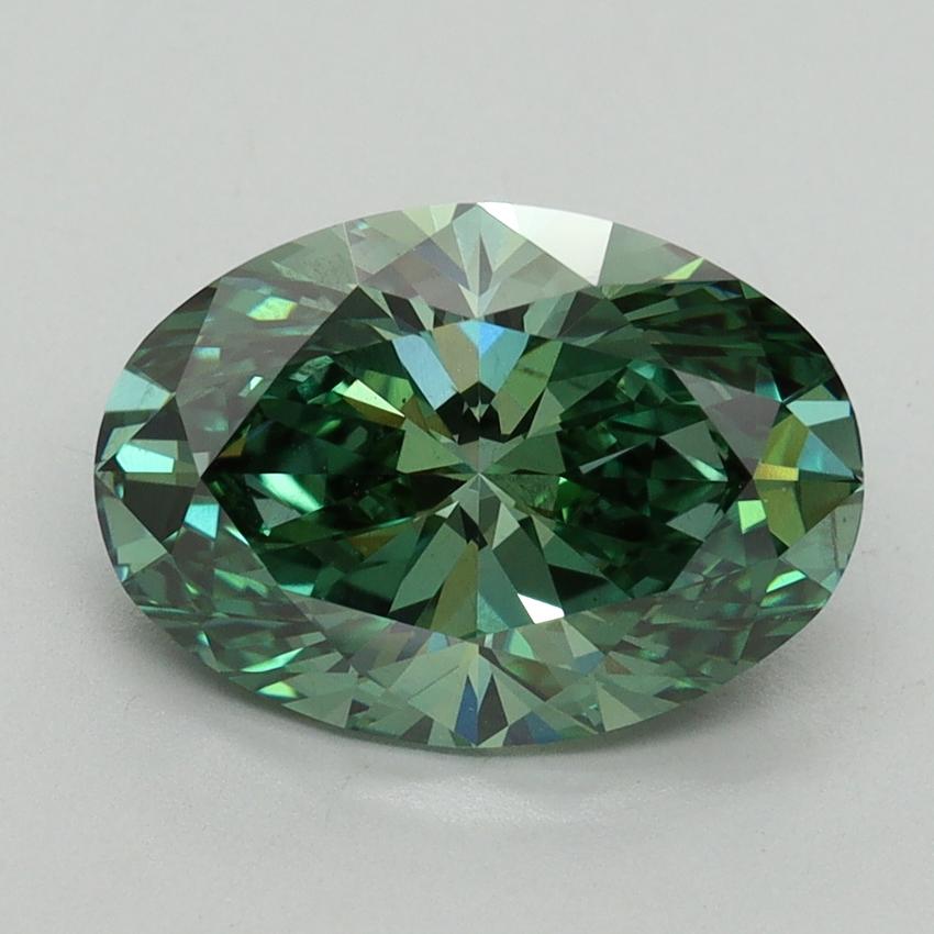 3.09 Ct. Fancy Vivid Green Oval Lab Grown Diamond