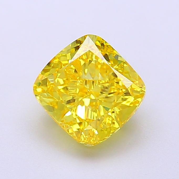 1.62 Ct. Fancy Vivid Yellow Cushion Lab Grown Diamond