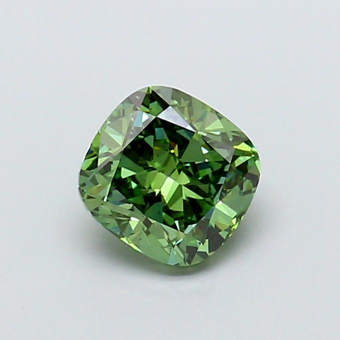 1.51 Ct. Fancy Vivid Green Cushion Lab Grown Diamond