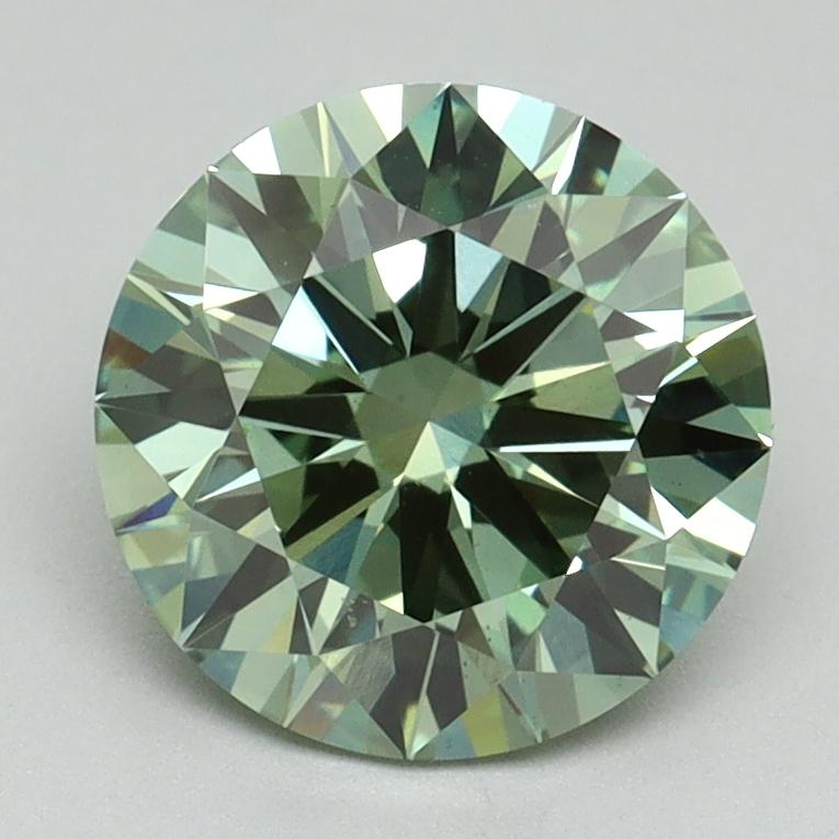 2.04 Ct. Fancy Vivid Green Round Lab Grown Diamond