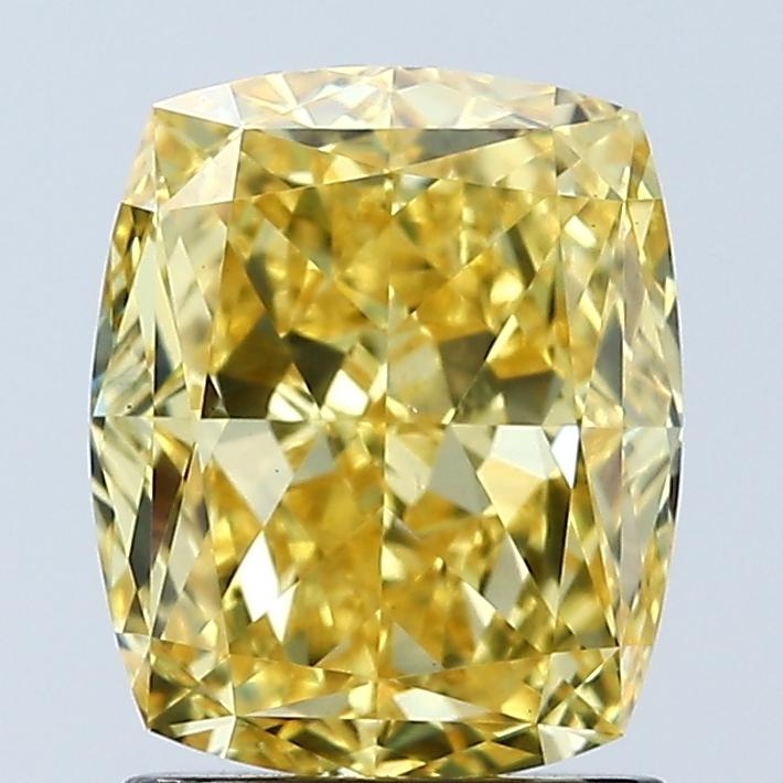 2.01 Ct. Fancy Vivid Yellow Cushion Lab Grown Diamond