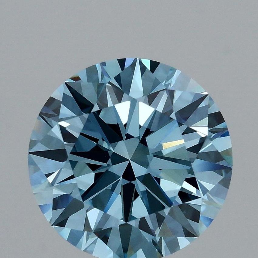 3.09 Ct. Fancy Vivid Blue Round Lab Grown Diamond