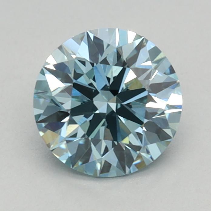 0.74 Ct. Fancy Intense Greenish Blue Round Lab Grown Diamond