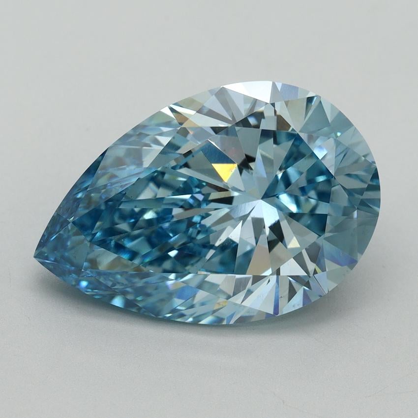 7.04 Ct. Fancy Vivid Blue Pear Lab Grown Diamond