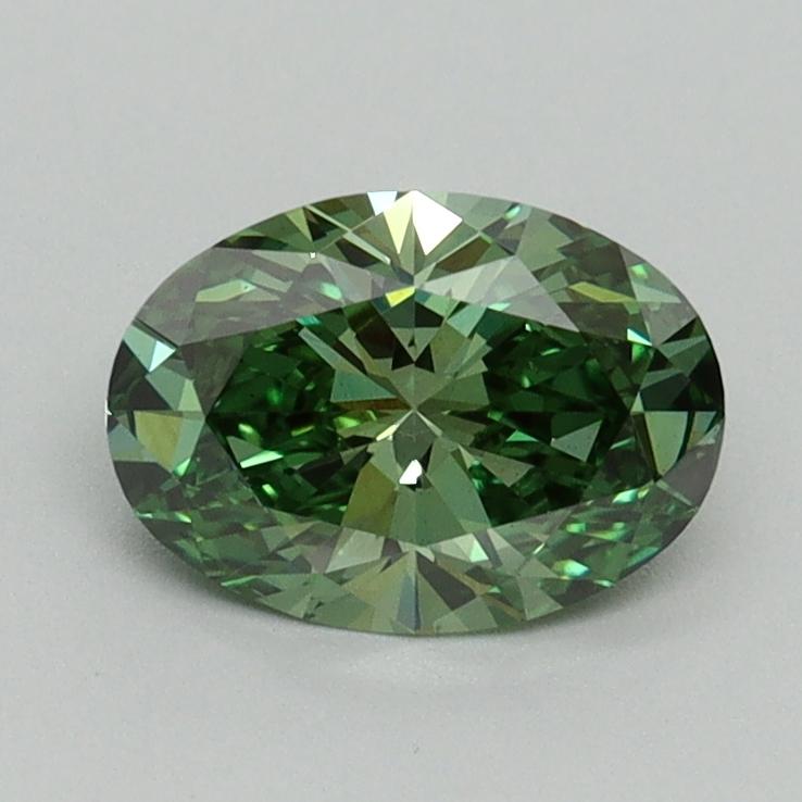 0.90 Ct. Fancy Vivid Green Oval Lab Grown Diamond