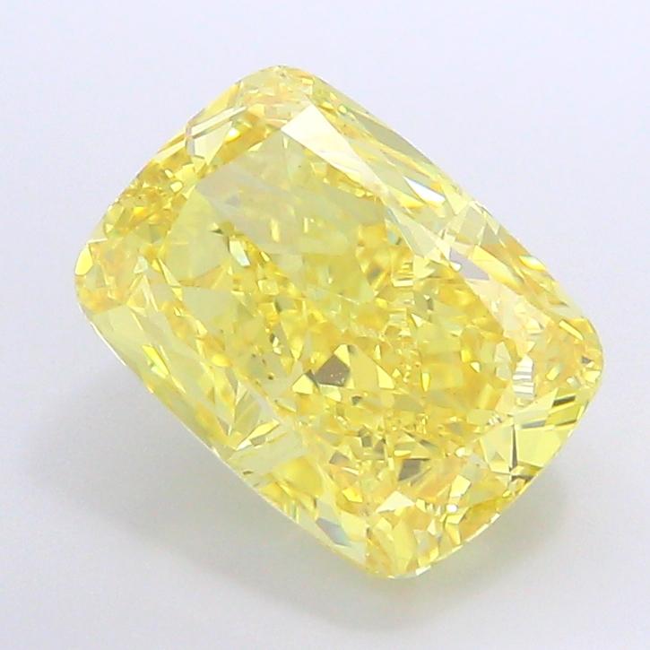 8.03 Ct. Fancy Vivid Yellow Cushion Lab Grown Diamond