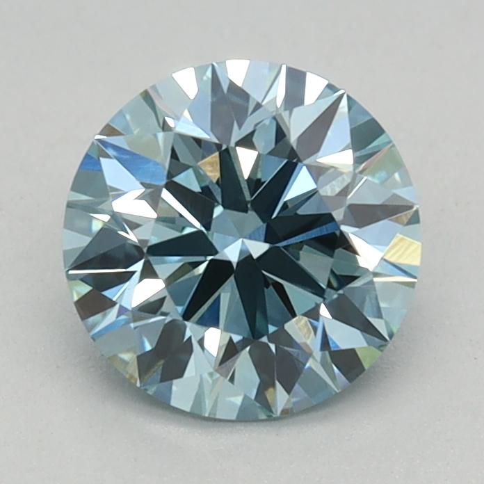 0.85 Ct. Fancy Intense Greenish Blue Round Lab Grown Diamond
