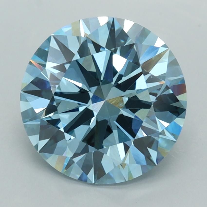 3.59 Ct. Fancy Vivid  Blue Round Lab Grown Diamond