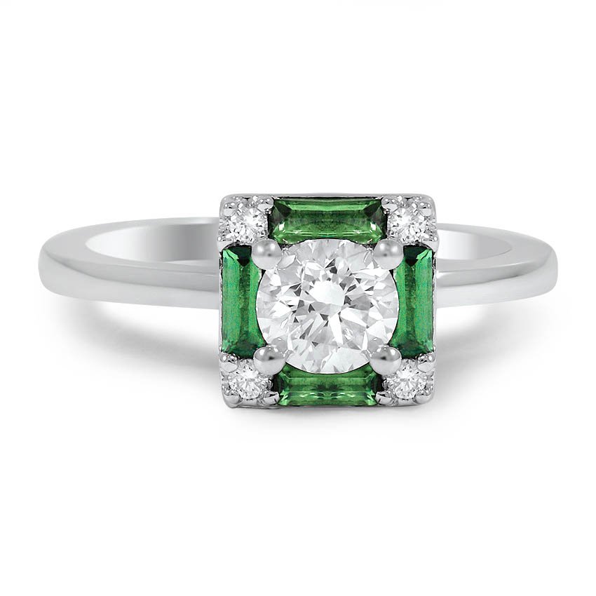Custom Vintage-Inspired Emerald and Diamond Ring