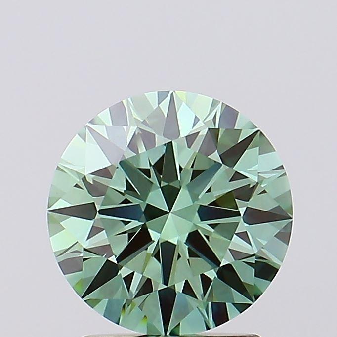 2.03 Ct. Fancy Vivid Bluish Green Round Lab Grown Diamond