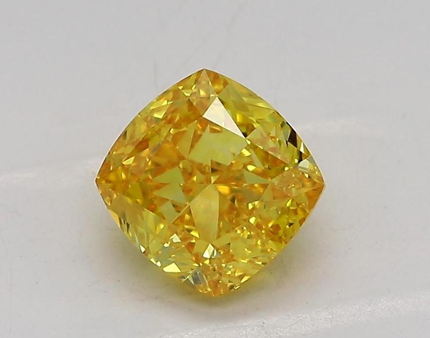 1.24 Ct. Fancy Vivid Yellow Cushion Lab Grown Diamond