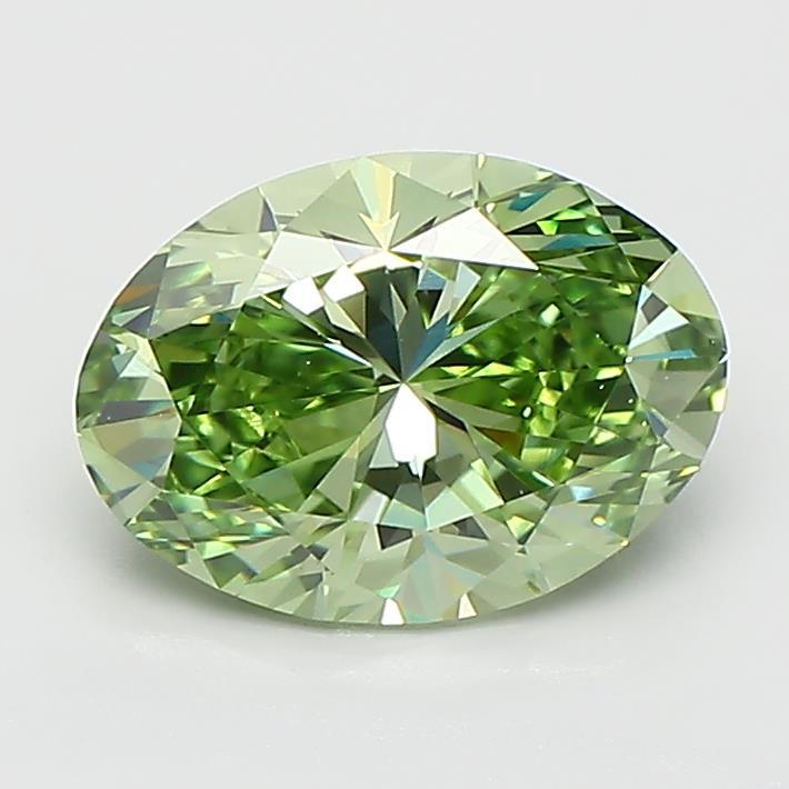 1.53 Ct. Fancy Vivid  Green Oval Lab Grown Diamond