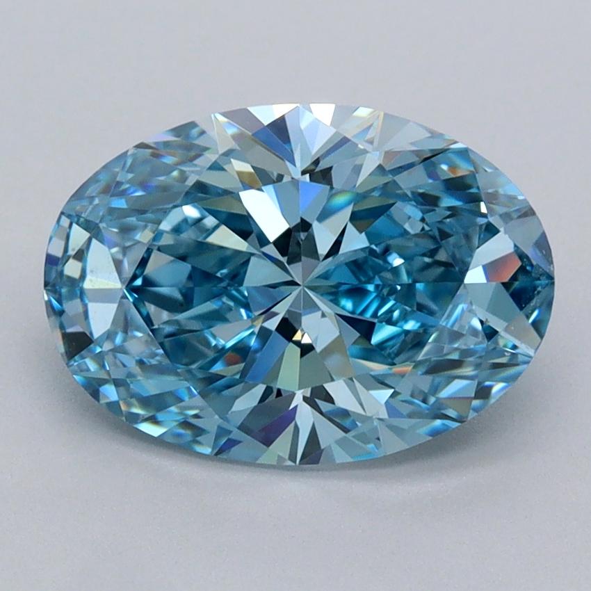 2.55 Ct. Fancy Vivid  Blue Oval Lab Grown Diamond