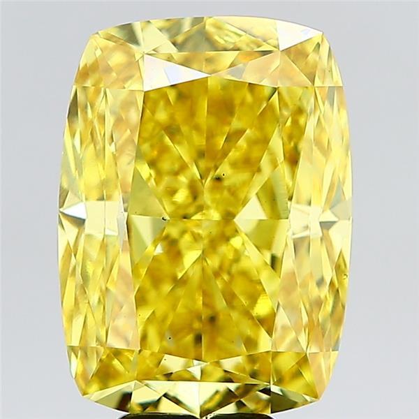 9.05 Ct. Fancy Vivid Yellow Cushion Lab Grown Diamond