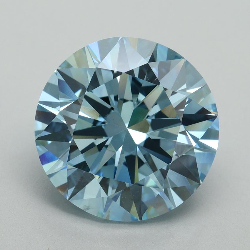 7.01 Ct. Fancy Vivid Blue Round Lab Grown Diamond