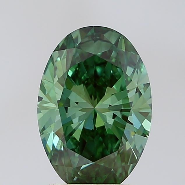 2.00 Ct. Fancy Vivid Green Oval Lab Grown Diamond