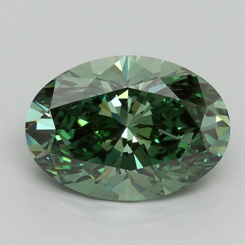 3.10 Ct. Fancy Vivid Green Oval Lab Grown Diamond