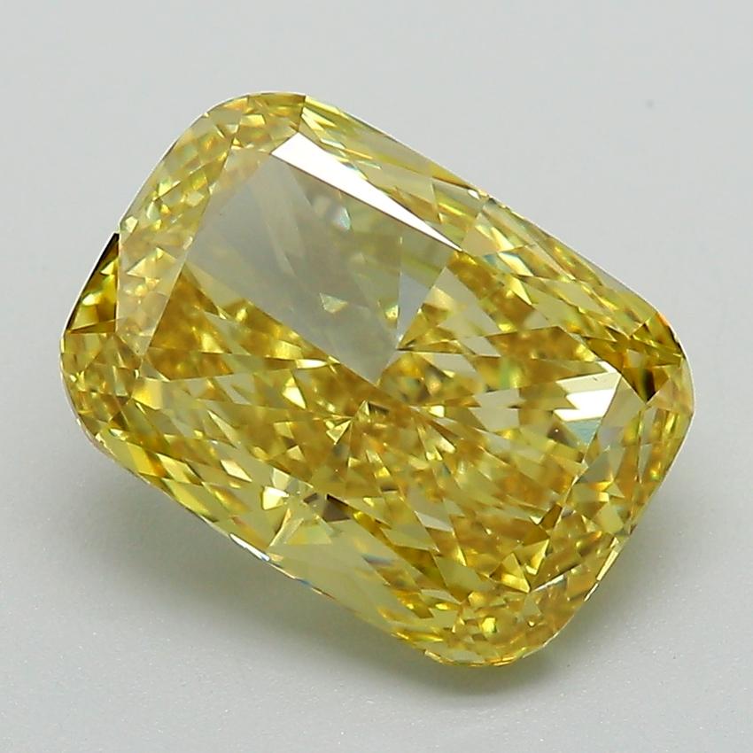 3.52 Ct. Fancy Vivid Yellow Cushion Lab Grown Diamond