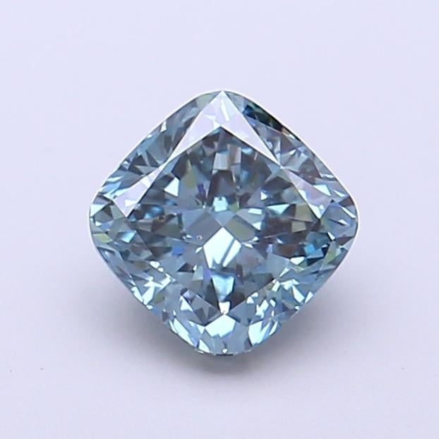 1.05 Ct. Fancy Vivid Green Blue Cushion Lab Grown Diamond