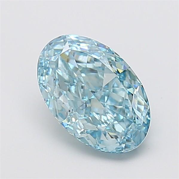 2.17 Ct. Fancy Vivid Green Blue Oval Lab Grown Diamond