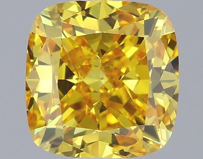 1.00 Ct. Fancy Vivid Yellow Cushion Lab Grown Diamond