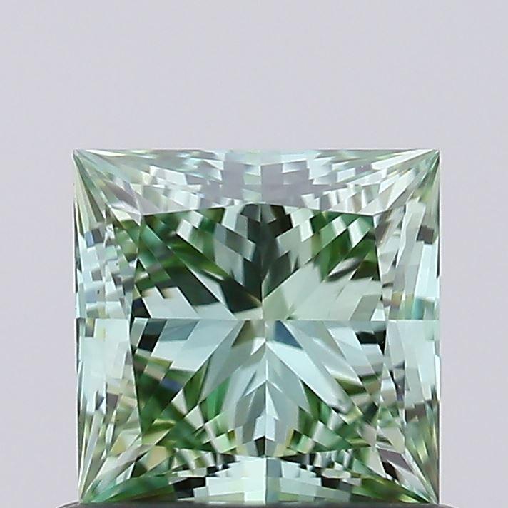 0.69 Ct. Fancy Vivid Green Princess Lab Grown Diamond
